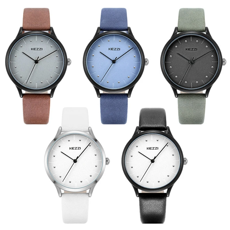 Мужские водонепроницаемые кварцевые часы с большим циферблатом и кожаным