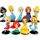 Игрушки Принцессы Disney Q Posket Frozen Elsa Anna Rapunzel Belle, Белоснежка, экшн-фигурки из ПВХ, подарок для девочек