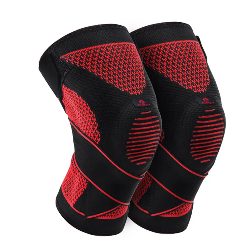 

Kuangmi 1 Pair Brace Support relief the pain Compression Knee Sleeve Sports Silicone Knee Pads Basketball Patella Protector