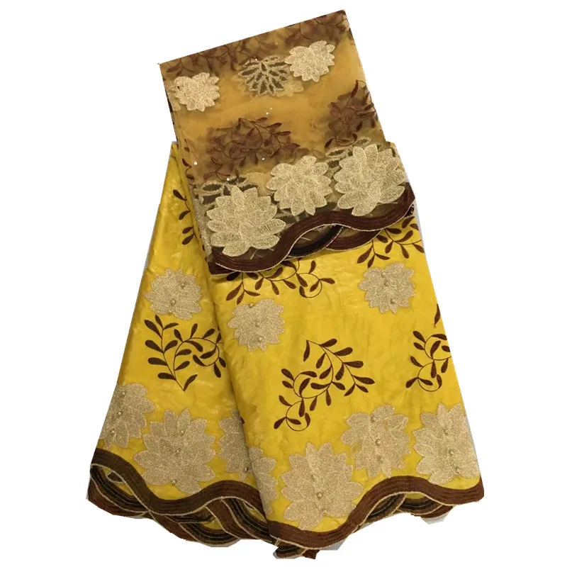 Bazin riche fabric embroidered 5 yards African net lace 2 high quality red getzner for women dr lc-513 | Дом и сад