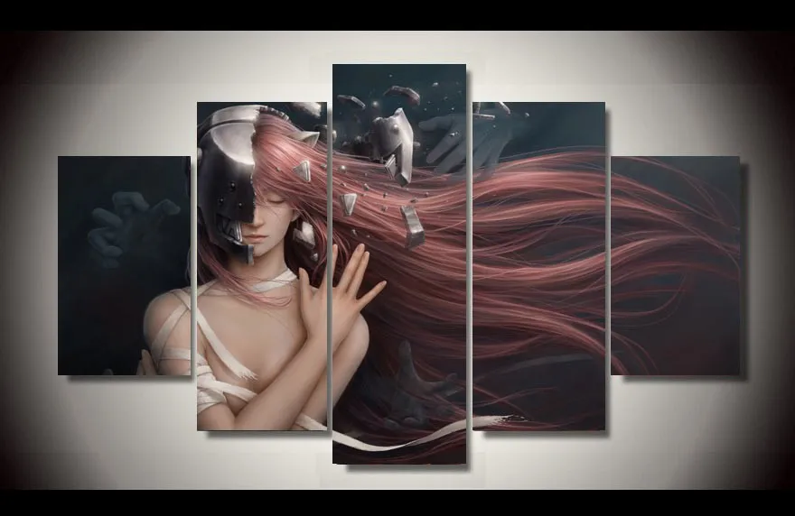 Новинка 5 шт./компл. панелей HD Elfen Lied Lucy холст картины украшения для дома настенные
