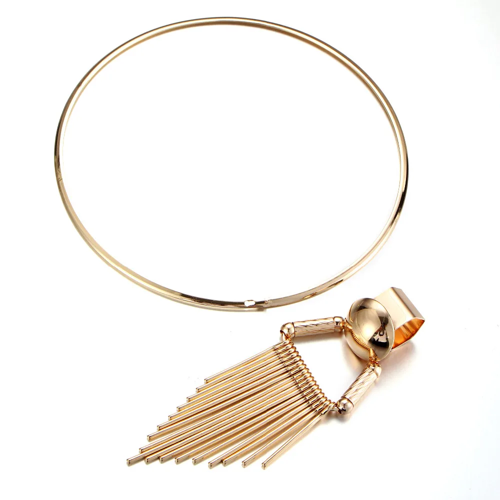 Золотистое Ожерелье для женщин круглая металлическая цепочка Большие Подвески с