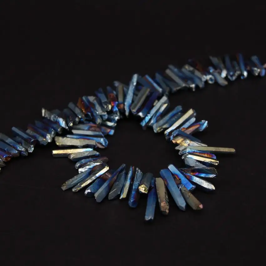 Бусины россыпью с отверстием сверху и кварцем из титана 15 5 дюйма нитка синего