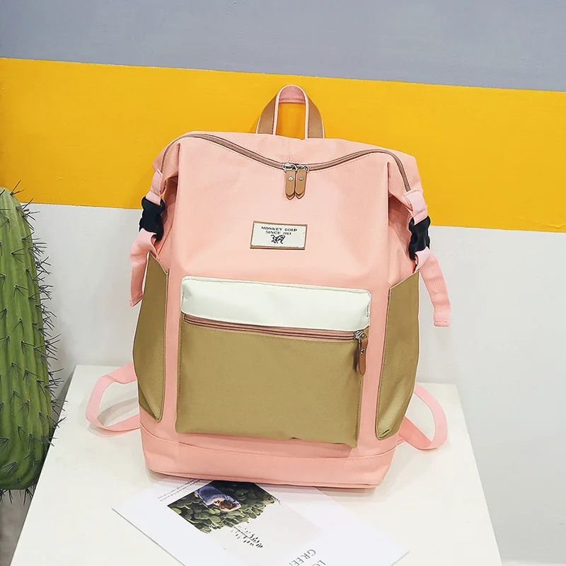 Новый женский рюкзак нейлоновый контрастный классический для колледжа большой