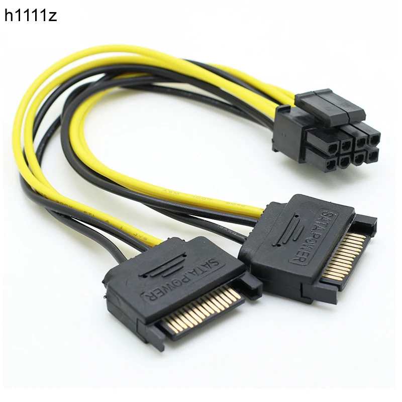 Кабель адаптер питания для графической карты с 15pin на 8pin 20 см PCIE SATA 8p майнинга