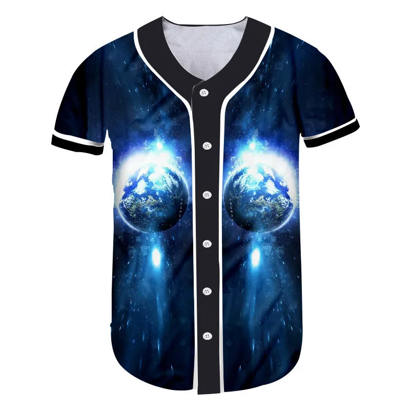 OGKB женский кардиган хип-хоп рубашка с принтом на пуговицах Галактика Космос 3D