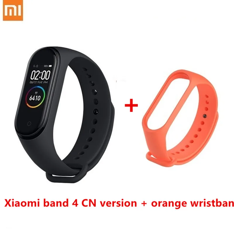 4 n orange strap Xiaomi Mi band 4 smart AI фитнес-трекер для измерения сердечного ритма 50 м водонепроницаемый сенсорный цветной экран Bluetooth 5,0 браслет - Цвет: 4 n orange strap