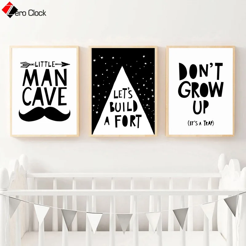 Монохромное детское настенное искусство скандинавские принты цитаты постеры