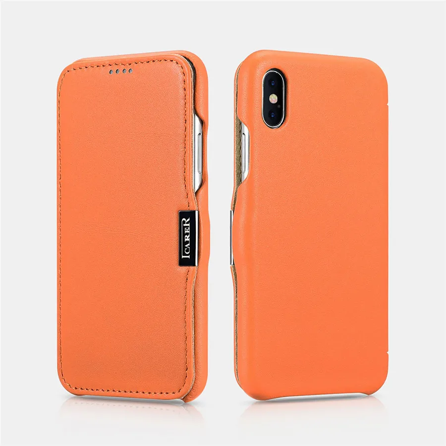ICarer Роскошный чехол-книжка из натуральной кожи с боковым открытием для iPhone X XS MAX XR