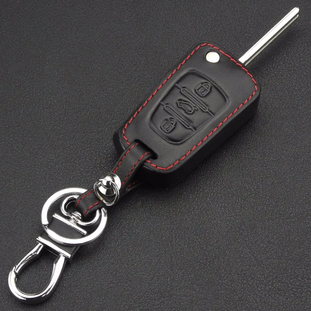Чехол для ключей из кожи с 3 кнопками Kia RIO K2 K5 Sportage Sorento Hyundai i20 i30 i35 iX20 iX35 Solaris Verna|i30 key