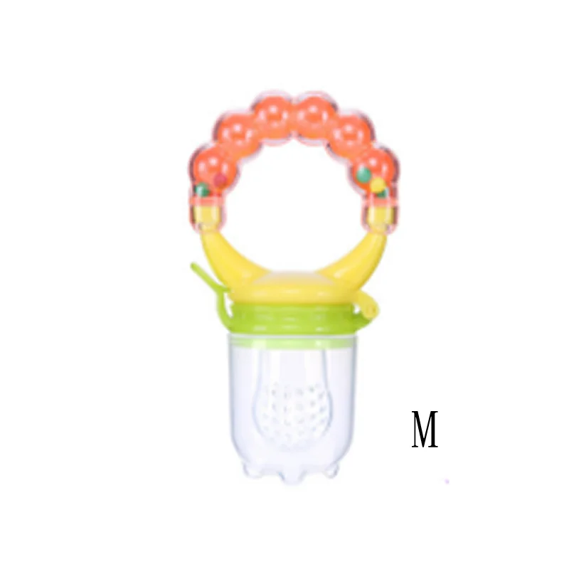 Orange ring M Соска для новорожденного, для безопасного кормления малышей, соска для фруктов, овощей, кормушка для детей, тренировочный инструмент для кормления, игрушка-колокольчик для свежего питания - Цвет: Orange ring M