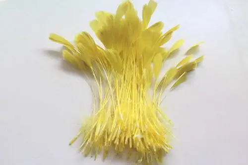 

Free shipping 500pcs 12-17cm real natrual yellow colored goose feathers trim for bulk sale home jewelry craft making