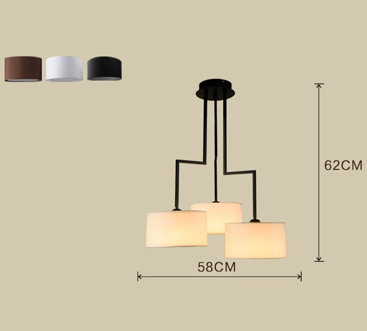 3 light dia58 H62cm Современный минимализм светодиодная Люстра для гостиной неправильный блеск E27 ткань оттенков люстра освещение, лампа для установки в помещении светильники - Цвет абажура: 3 light dia58 H62cm