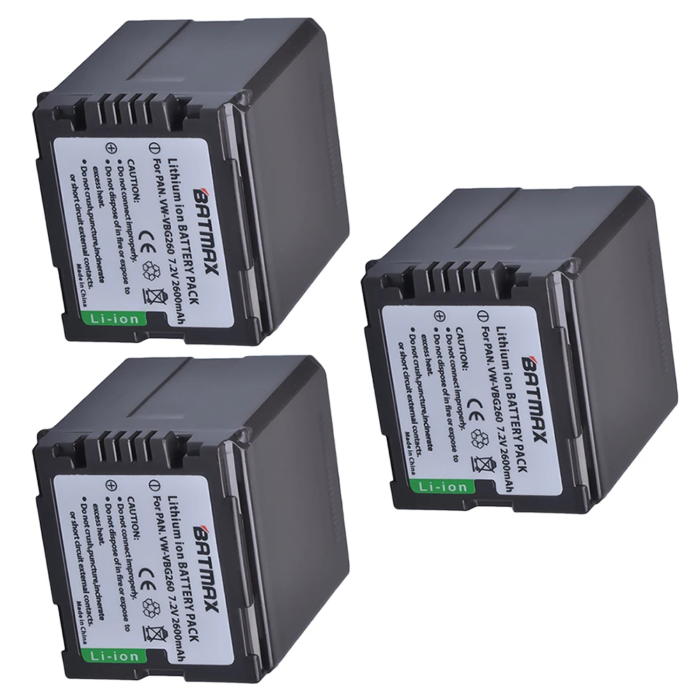 3 шт. 2600 мАч VW VBG260 VWVBG260 VBG130 батарея для камеры Panasonic AG HMC150 HMC150PJ HMC153MC HMC70 HMR10|camera battery|vw