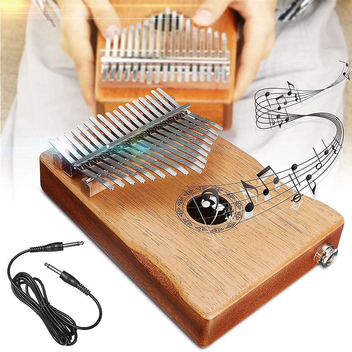 17 ключ EQ Kalimba Thumb Piano w/тюнер молоток Африканский Традиционный электрический датчик корпус клавиатуры музыкальный инструмент портативный w/Сумка