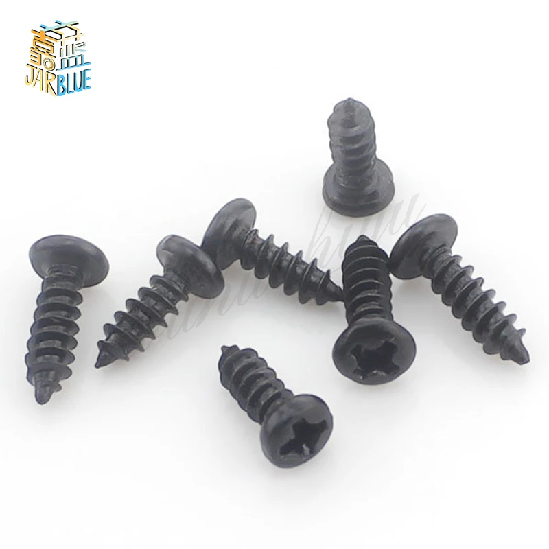 Черные резьбообразные винты M2x10mm 100 шт./компл. с поперечной головкой для