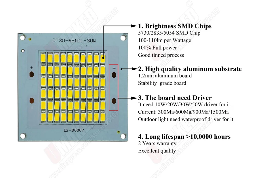 30 Вт Светодиодный прожектор светильник печатной платы SMD5054/2835/5730 СВЕТОДИОДНЫЙ алюминиевый ручка с пластинчатым основанием, источник света для Светодиодный прожектор светильник напольный светильник