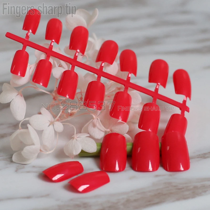 Накладные ногти ярко красного цвета 24 шт. R27 L052|false nails|colored false nailsacrylic arts |