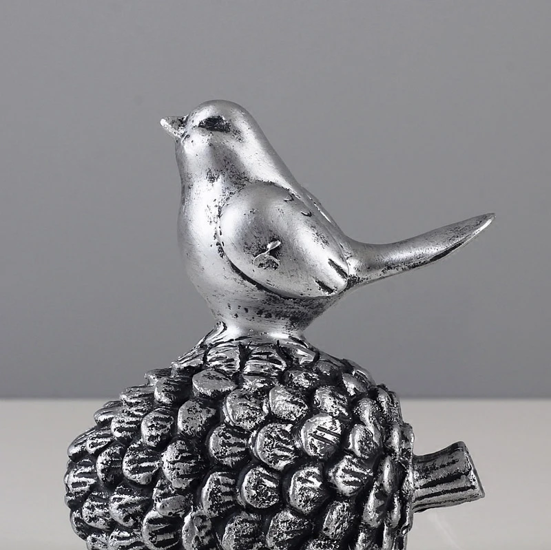 Антикварная Серебряная сосна птица украшения для дома шкаф телевизора украшение