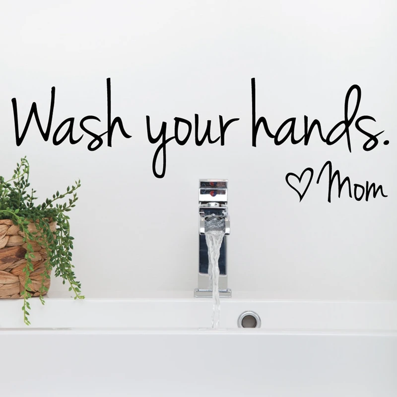 

bathroom wall stickers -- Wash Your Hands Love Mom - Waterproof Art Vinyl decal bathroom wall decor