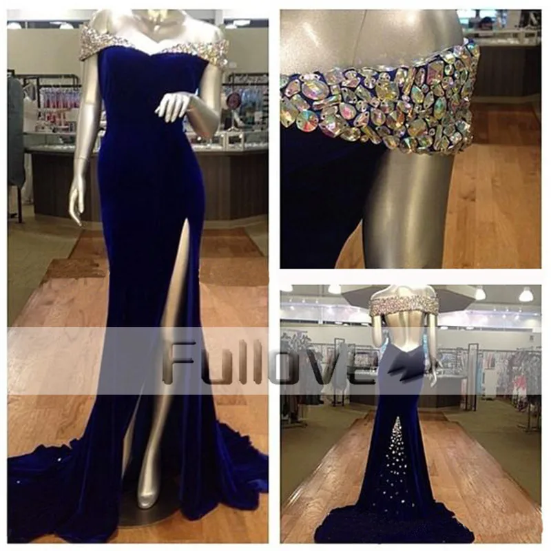 Королевское синее платье велюр с кристаллами и бусинами вечернее русалка
