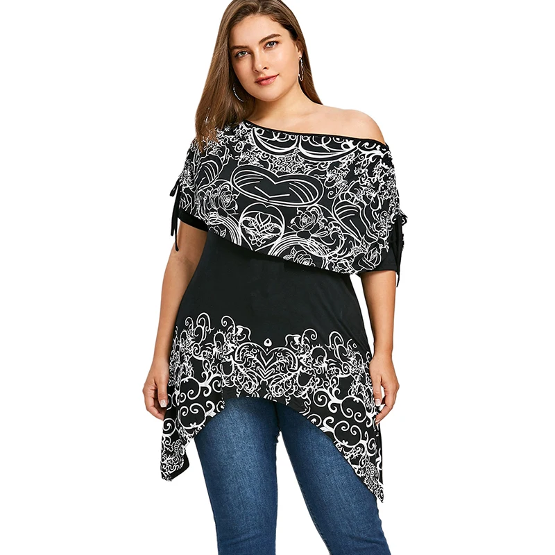 PlusMiss размера плюс 5XL 4XL бандана Цветочный Принт футболки женские большие размеры