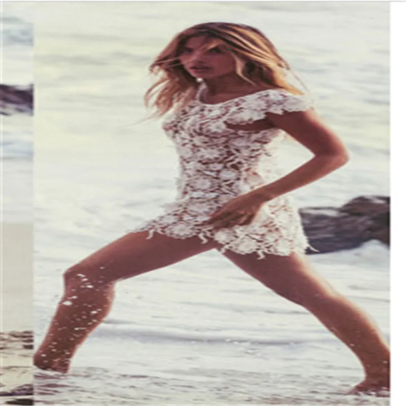 Летний купальный костюм с кружевами и открытыми плечами Пляжное бикини коротким