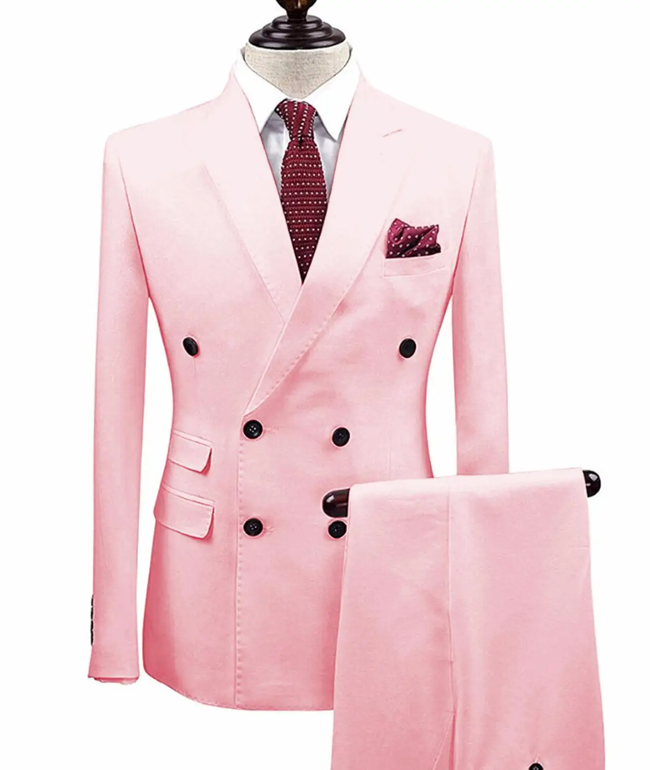 pink Белые мужские костюмы из 2 предметов двубортный TERNO для жениха Masculino smoking slim fit Мужские свадебные костюмы смокинг куртка+ брюки - Цвет: pink
