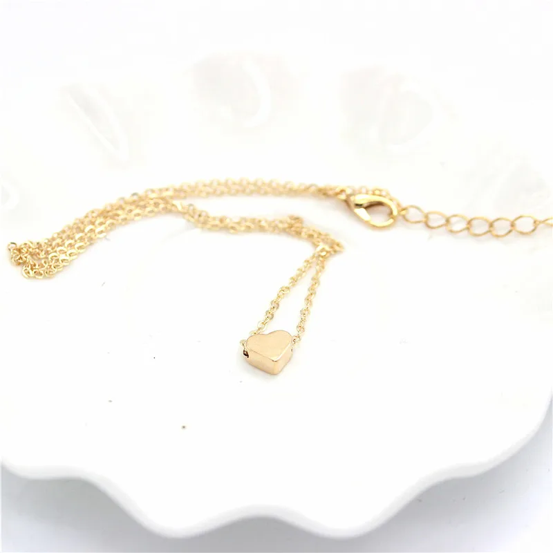 Минималистичные золотые серебряные сердечные колье на цепочке для женщин Новая модная шокер-колье ювелирные изделия в подарок.