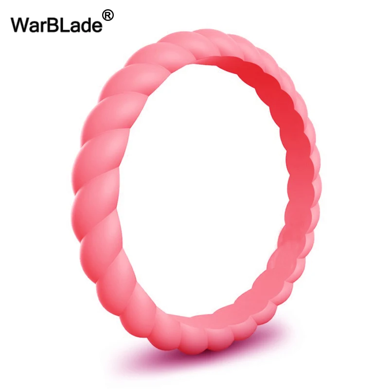 watermelon red Модное 3 мм тонкое плетеное силиконовое кольцо для женщин обручальные кольца спортивные гипоаллергенные Кроссфит гибкое Тканое резиновое кольцо на палец - Цвет основного камня: watermelon red