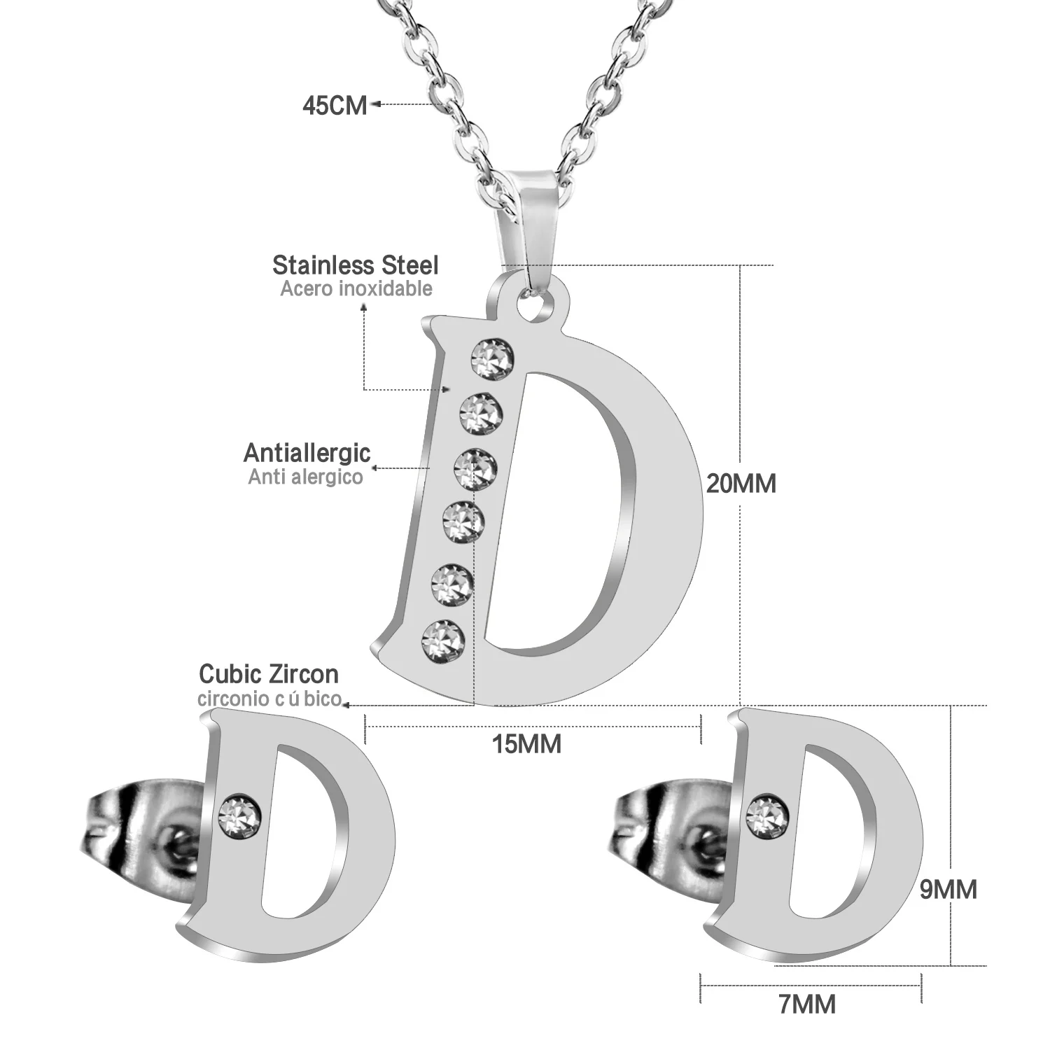 Роскошные модные ювелирные наборы из нержавеющей стали с буквой D позолоченный