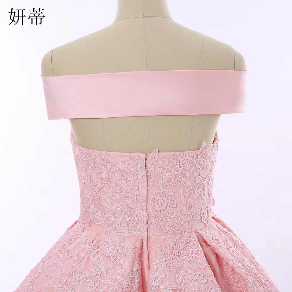 Элегантное розовое кружевное вечернее платье с вырезом лодочкой 2018 коротким