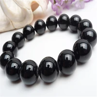 natural black tourmaline crystal beads bracelet women men stretch black tourmaline round bead bracelet stone aaaaa