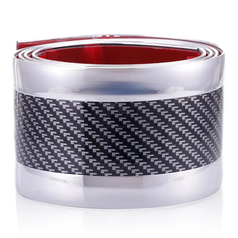 7cm Silver Новинка, 1 м/39 дюймов, сделай сам, наклейка на дверь автомобиля, 4D углеродное волокно, резиновый порог, защита края, высокое качество, против царапин, красивый#295836 - Цвет: 7cm Silver
