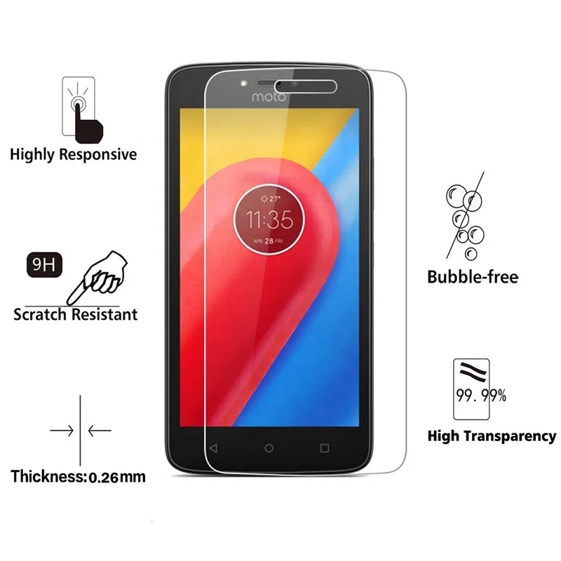 Экран протектор Закаленное Стекло для Motorola Moto C плюс Z Play Z2 играть E5 G6 спереди