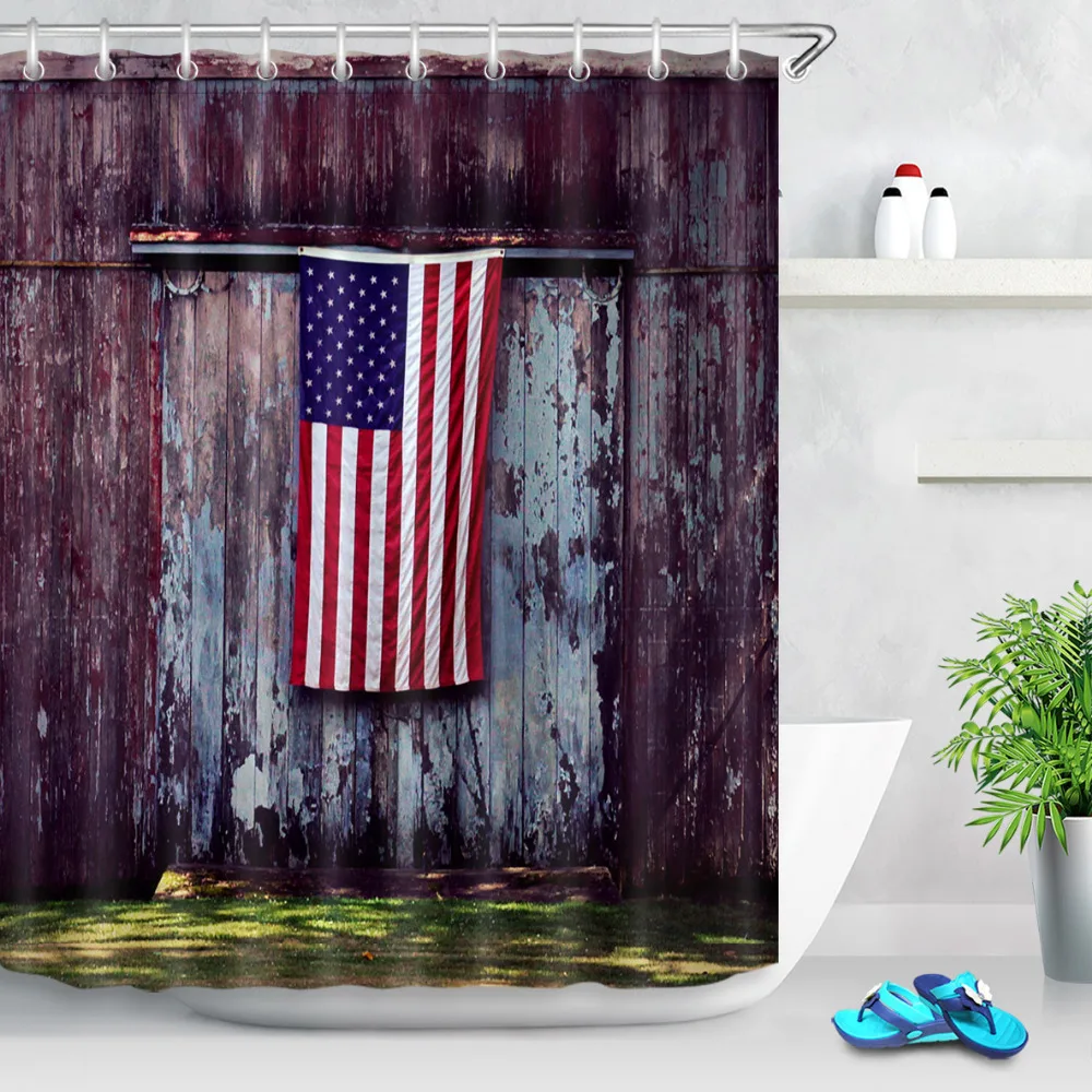 

LB американская дверь сарая на Четвертое июля тканевая душевая занавеска для ванной комнаты Водонепроницаемая комната полиэстер ванная ком...