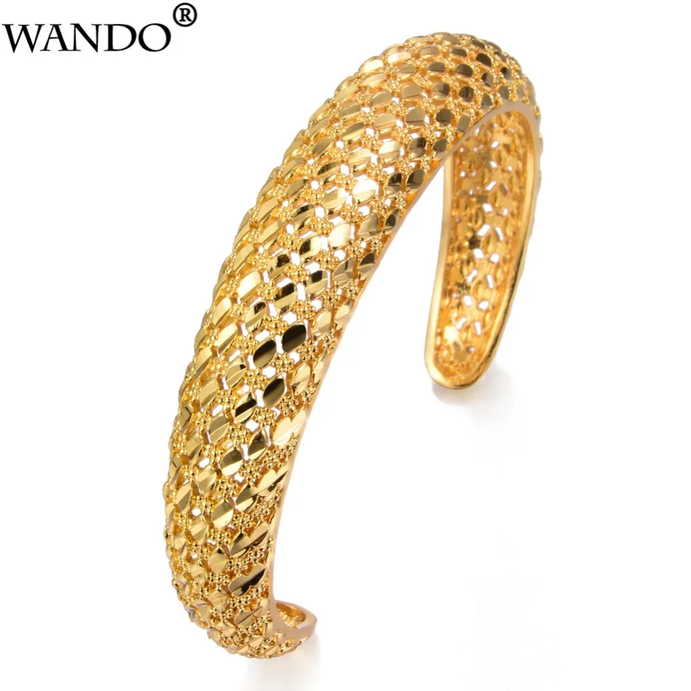 WANDO Ethiopian Bangle Women Fashion Gold Color Dubai Bride Wedding Gift African Bracelet Arab Jewelry b79 |