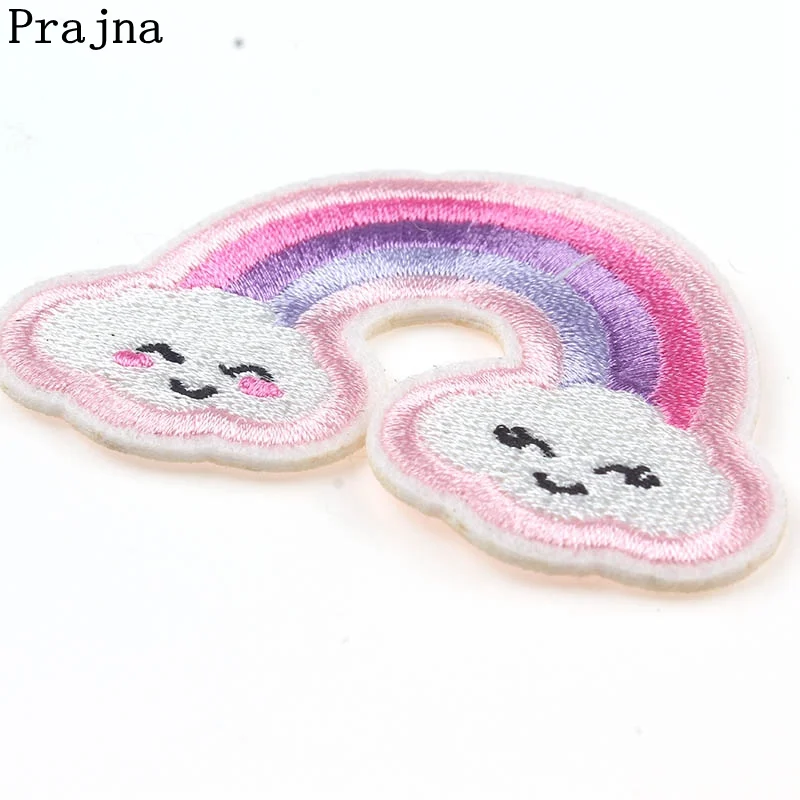 Prajna вышитые нашивки для одежды Мультяшные радужные наклейки с улыбкой