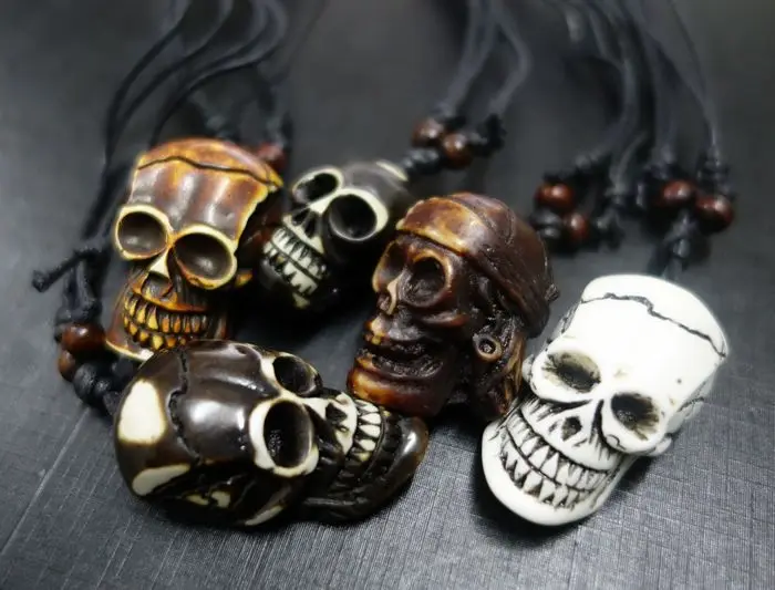 

12 pcs Gothic Skull Biker Skeleton Rock Style Necklace