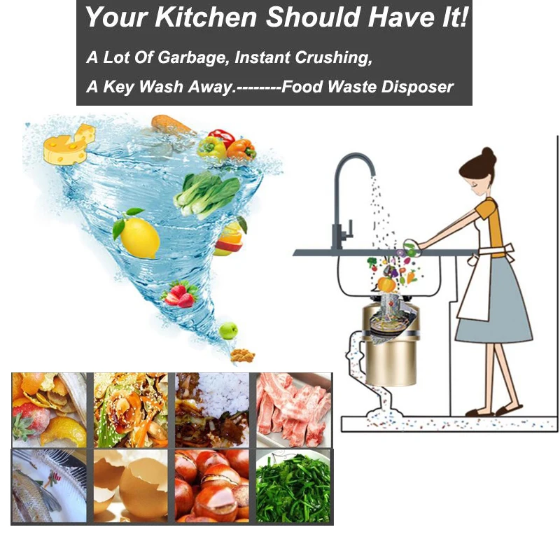 6 кг/1л Емкость Пищевого мусора дробилка для утилизации отходов измельчитель из