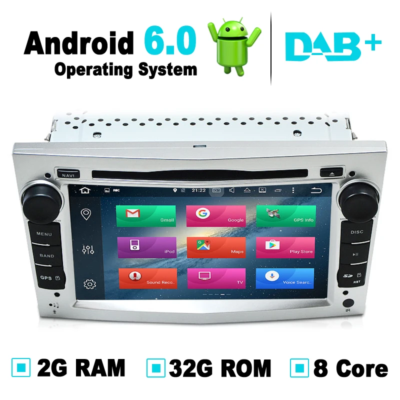DVD-радио для Vauxhall Opel Astra H G J Vectra Antara Zafira Corsa DAB + 8 ядер 2 Гб ОЗУ 32 ПЗУ Android 6 0