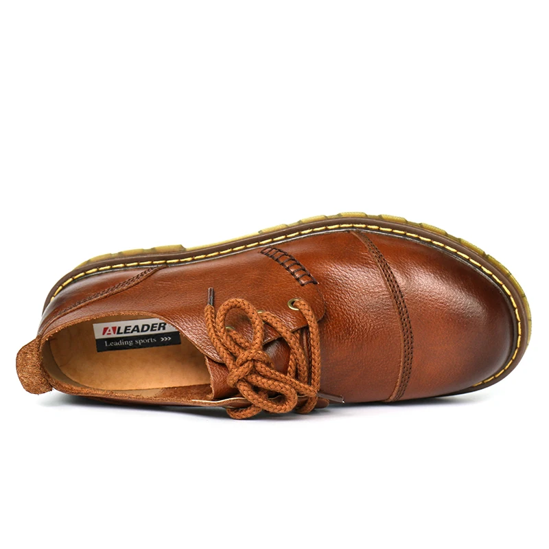 Мужские туфли-оксфорды Aleader кожаные повседневные туфли из натуральной кожи на