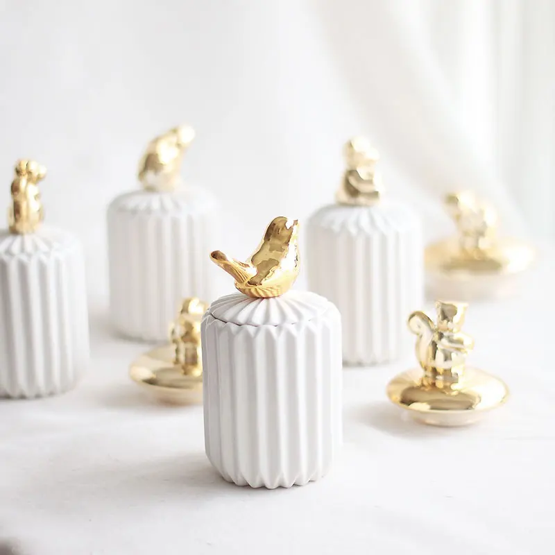 Ceramics Cotton Swab Storage Tank Makeup Organizer Kitchen Seal Cover Food Candy Jar Household Goods Decoration Ornaments | Дом и сад