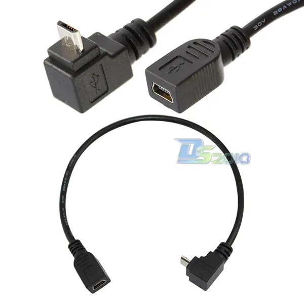 Высокое качество 25 см USB 2 0 Micro 5 Pin male Up Angled 90 градусов до Mini pin Female cable | Обустройство