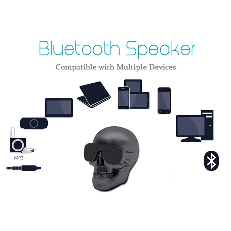 Беспроводные Солнцезащитные очки череп Bluetooth динамик бас Хэллоуин форма головы