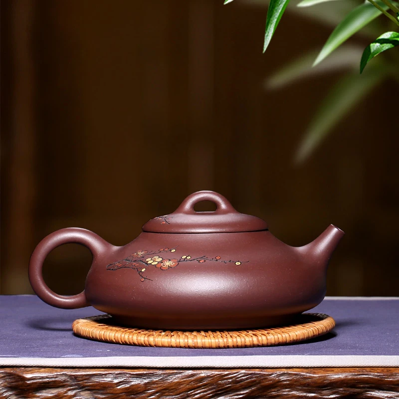 Аутентичный чайный горшок из исинской глины 280cc камень сливы вазон фиолетовый