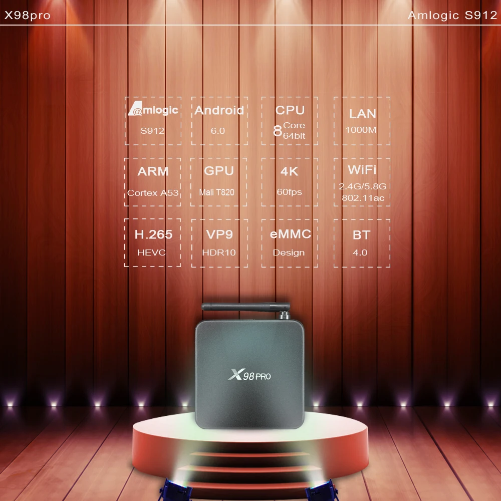 5 шт./лот 2 ГБ/3 ГБ 16 ГБ/32 X98 PRO металлическая коробка Amlogic S912 Android 6 0 ТВ Восьмиядерный
