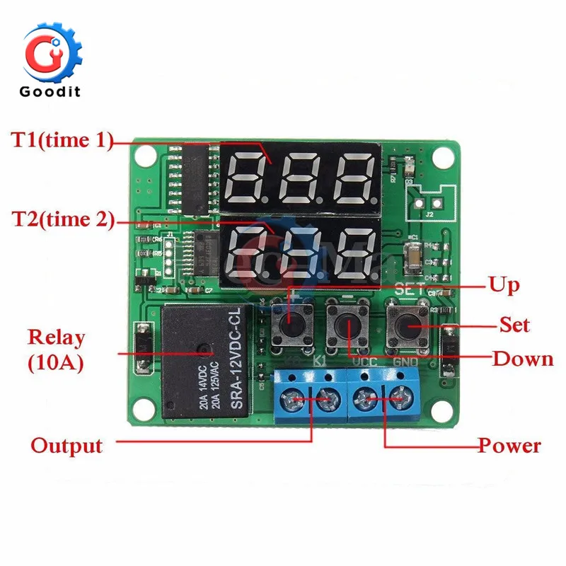 XH-W1219 DC 12V двойной светодиодный цифровой дисплей термостат контроль температуры