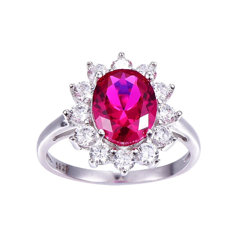 2.95ct с натуральным красным Рубином в форме цветка, Твердое Серебро 925 пробы, обручальное кольцо, ювелирные изделия
