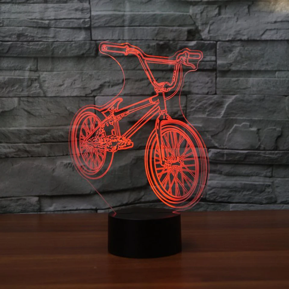 Светодиодный ночной Светильник 3D BMX прикроватная лампа в форме велосипеда с USB 7